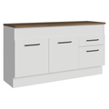 Balcão de Cozinha 150 cm 2 Portas 2 Gavetas Branco Tampo Rustic Agata Madesa