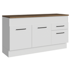 Balcão de Cozinha 150 cm 2 Portas 2 Gavetas Branco Tampo Rustic Agata Madesa