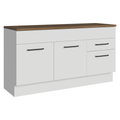 Balcão de Cozinha 150 cm 2 Portas 2 Gavetas Branco Tampo Rustic Agata Madesa