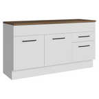 Balcão de Cozinha 150 cm 2 Portas 2 Gavetas Branco Tampo Rustic Agata Madesa