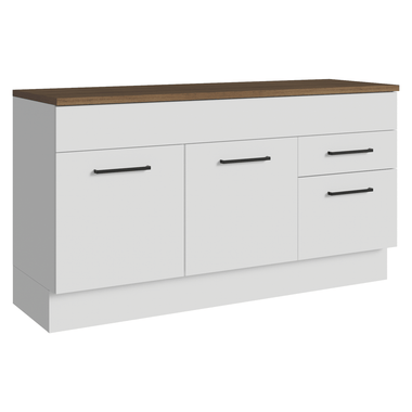 Balcão de Cozinha 150 cm 2 Portas 2 Gavetas Branco Tampo Rustic Agata Madesa