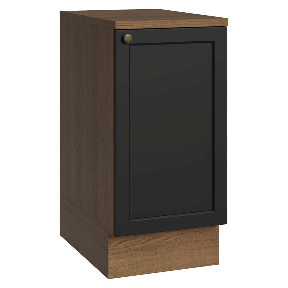 Balcão de Cozinha 40 cm 1 Porta Rustic/Preto Vik Madesa