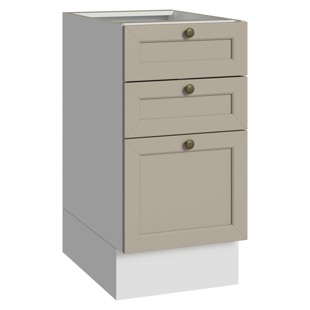 Balcão de Cozinha 40 cm 3 Gavetas (Sem Tampo) Branco/Crema Vik Madesa