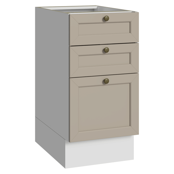 Balcão de Cozinha 40 cm 3 Gavetas (Sem Tampo) Branco/Crema Vik Madesa
