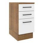 Balcão Madesa Agata 40 cm 3 Gavetas Rustic/Branco