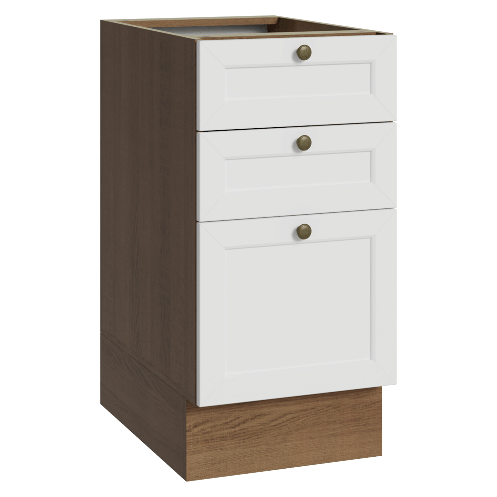 Balcão de Cozinha 40 cm 3 Gavetas (Sem Tampo) Rustic/Branco Vik Madesa