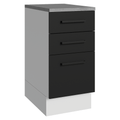 Balcão Madesa Agata 40 cm 3 Gavetas Branco/Preto