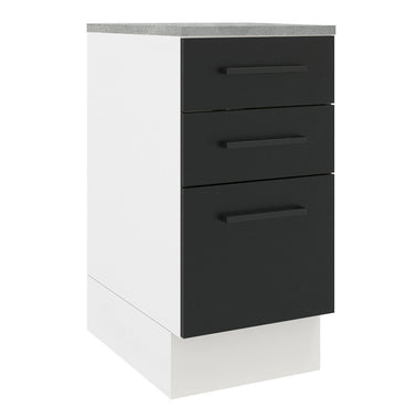 Balcão Madesa Agata 40 cm 3 Gavetas Branco/Preto