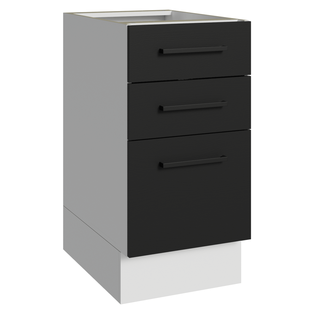 Balcão de Cozinha 40 cm 3 Gavetas (Sem Tampo) Branco/Preto Agata Madesa