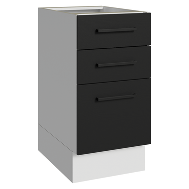 Balcão de Cozinha 40 cm 3 Gavetas (Sem Tampo) Branco/Preto Agata Madesa