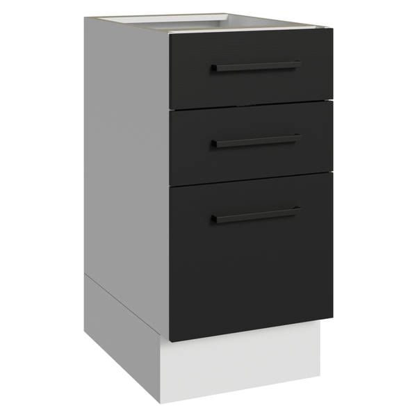 Balcão de Cozinha 40 cm 3 Gavetas (Sem Tampo) Branco/Preto Agata Madesa