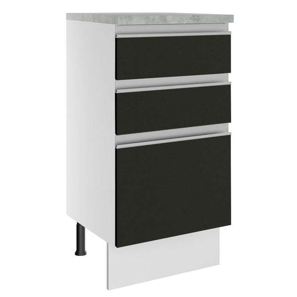 Balcão Madesa Glamy 40 cm 3 Gavetas Branco/Preto
