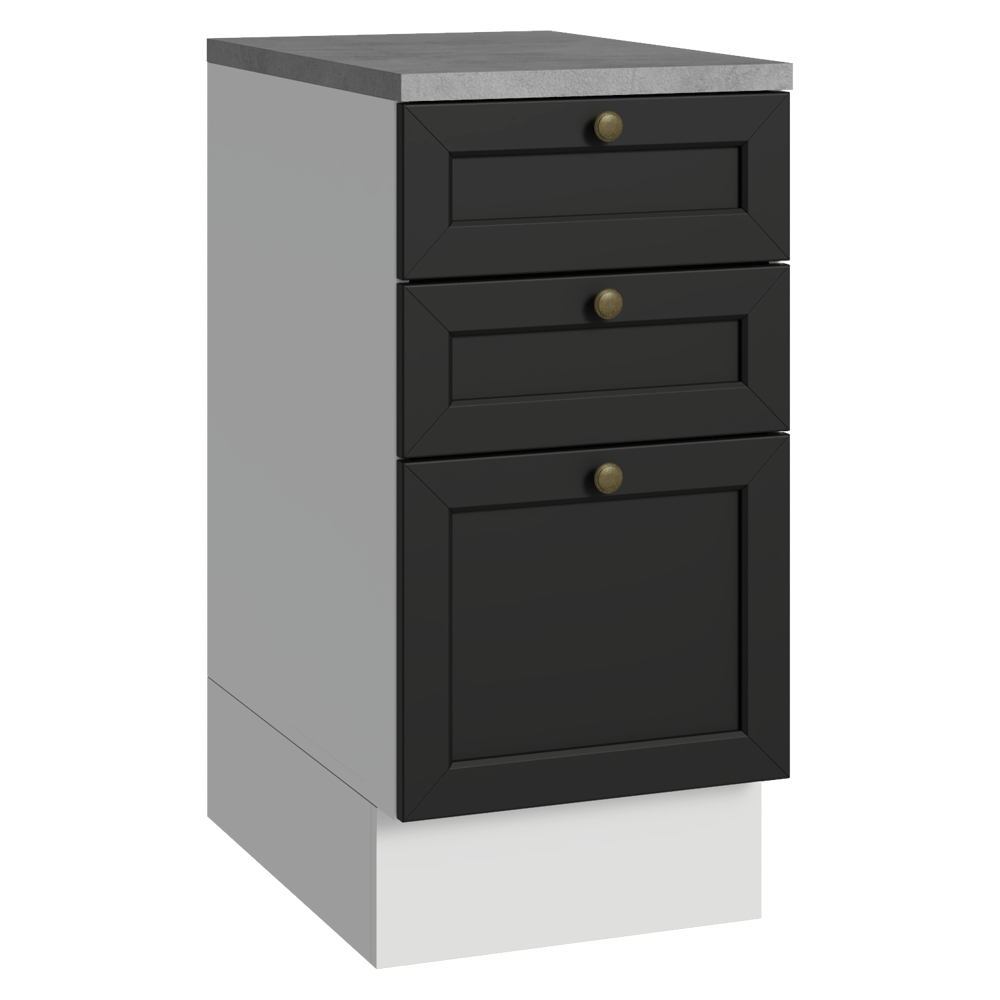 Balcão de Cozinha 40 cm 3 Gavetas Branco/Preto Vik Madesa