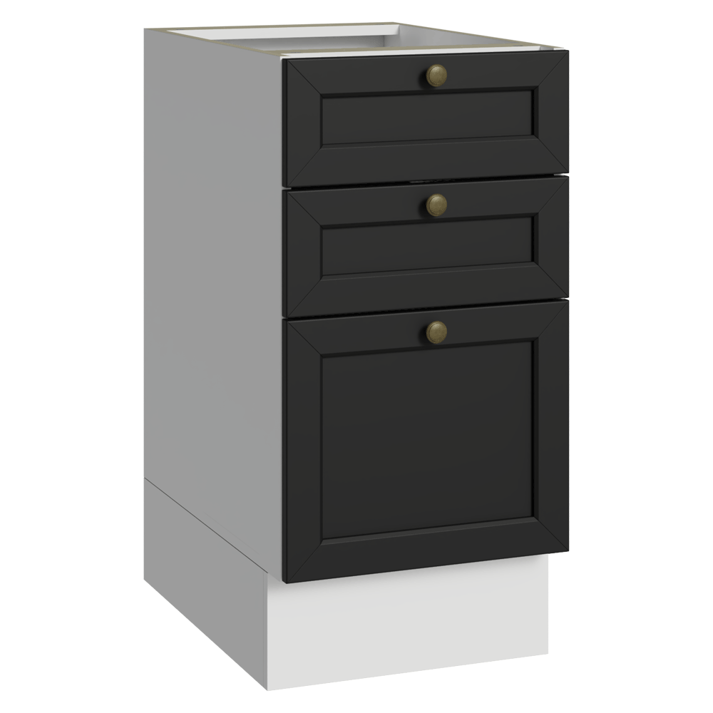 Balcão de Cozinha 40 cm 3 Gavetas (Sem Tampo) Branco/Preto Vik Madesa