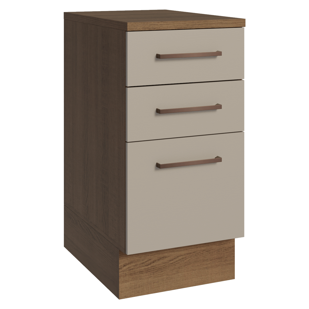 Balcão 40 cm 3 Gavetas Rustic/Crema Agata Madesa