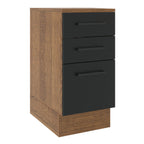 Balcão Madesa Agata 40 cm 3 Gavetas Rustic/Preto