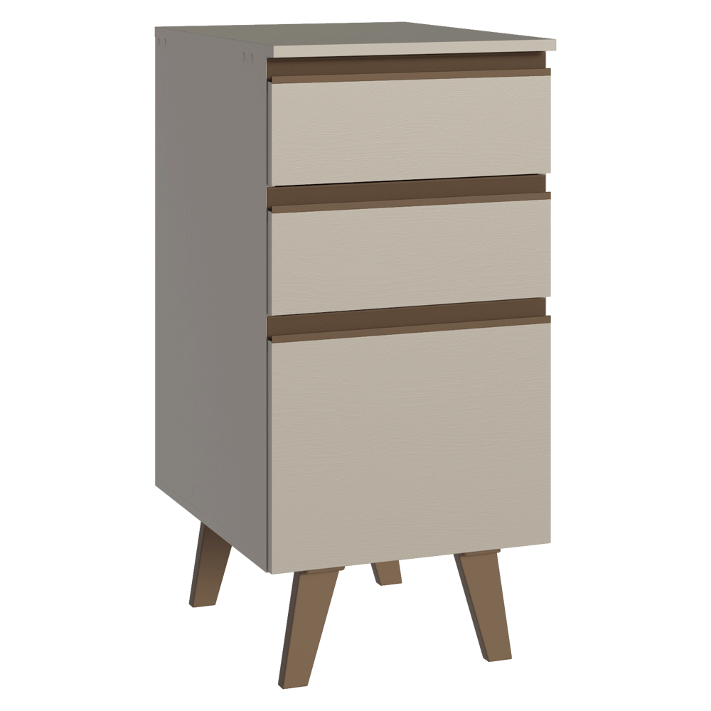 Balcão de Cozinha 40 cm 3 Gavetas Com Pés Crema Nice Madesa