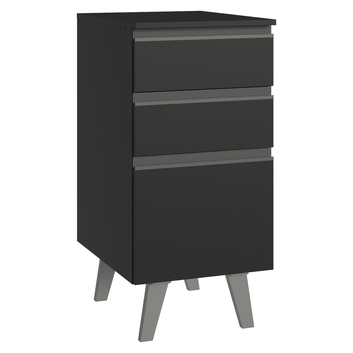 Balcão de Cozinha 40 cm 3 Gavetas Com Pés Preto Nice Madesa