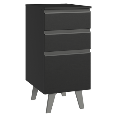 Balcão de Cozinha 40 cm 3 Gavetas Com Pés Preto Nice Madesa