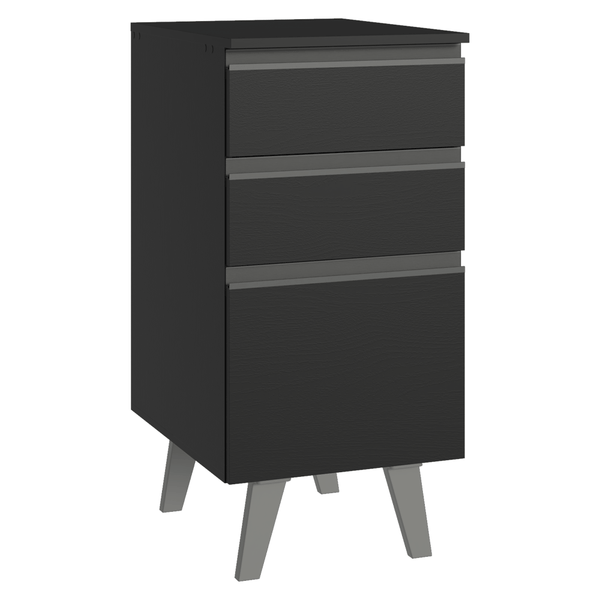Balcão de Cozinha 40 cm 3 Gavetas Com Pés Preto Nice Madesa