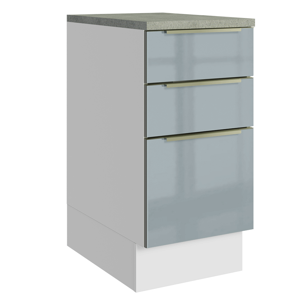Balcão de Cozinha 40 cm 3 Gavetas Branco/Cinza Lux Madesa