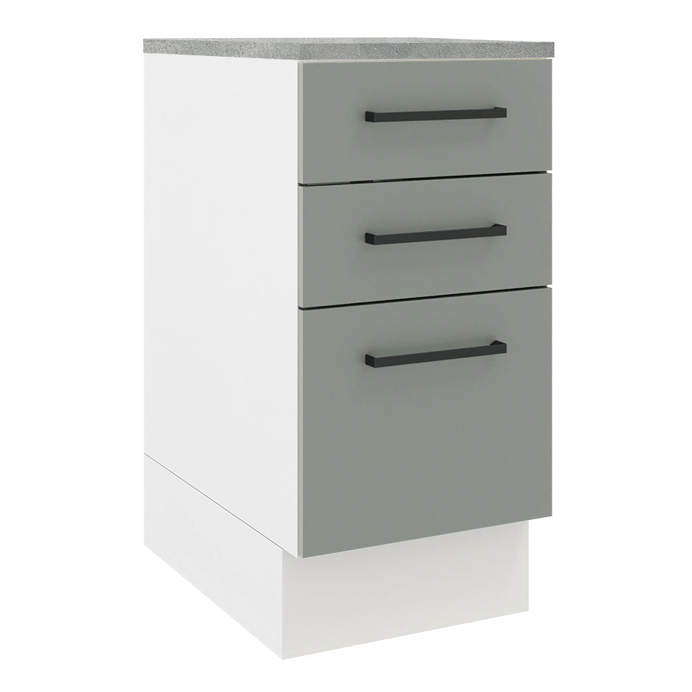 Balcão Madesa Agata 40 cm 3 Gavetas Branco/Cinza