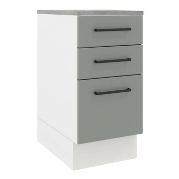 Balcão Madesa Agata 40 cm 3 Gavetas Branco/Cinza