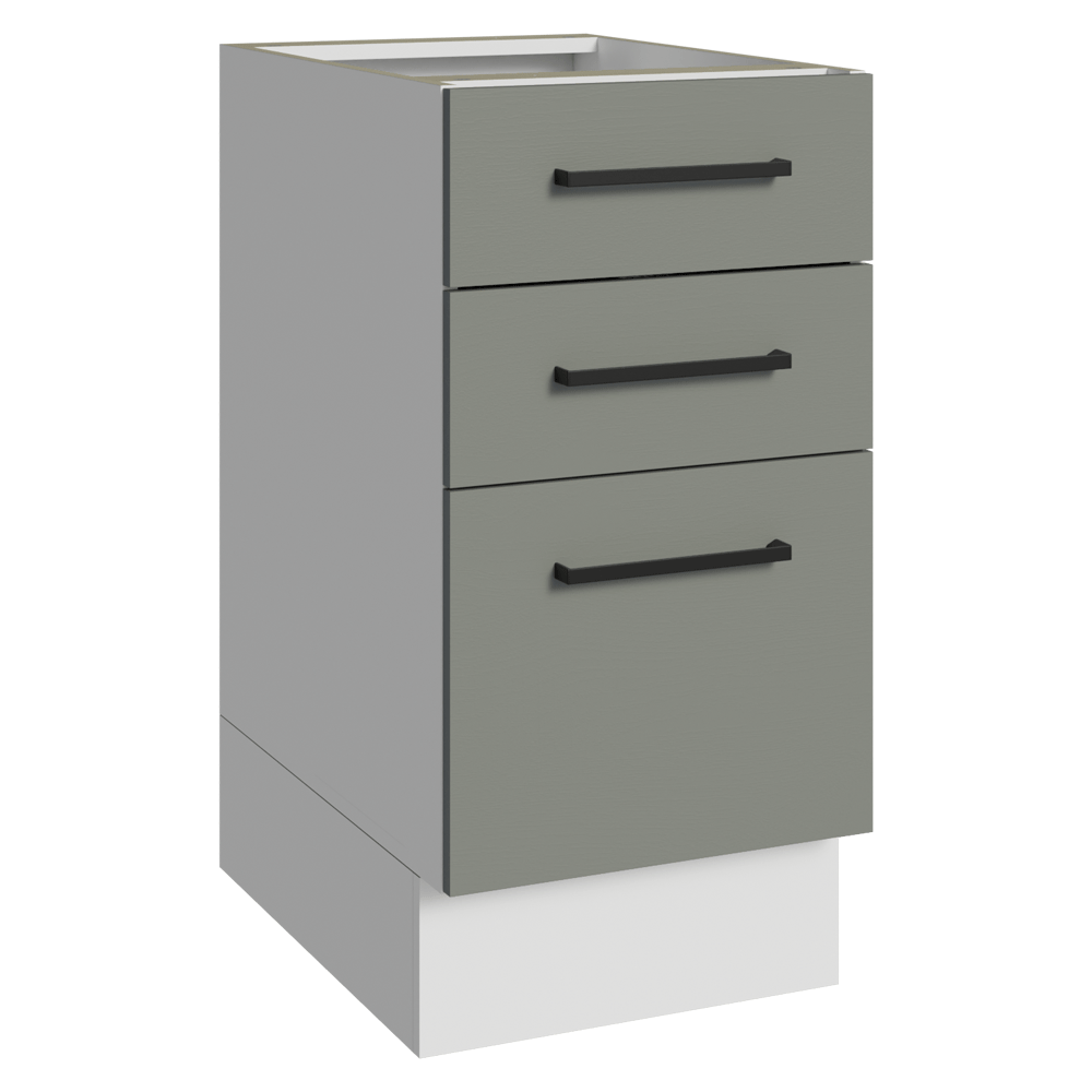 Balcão de Cozinha 40 cm 3 Gavetas (Sem Tampo) Branco/Cinza Agata Madesa