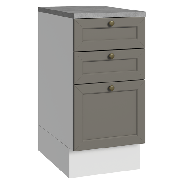 Balcão de Cozinha 40 cm 3 Gavetas Branco/Cinza Vik Madesa