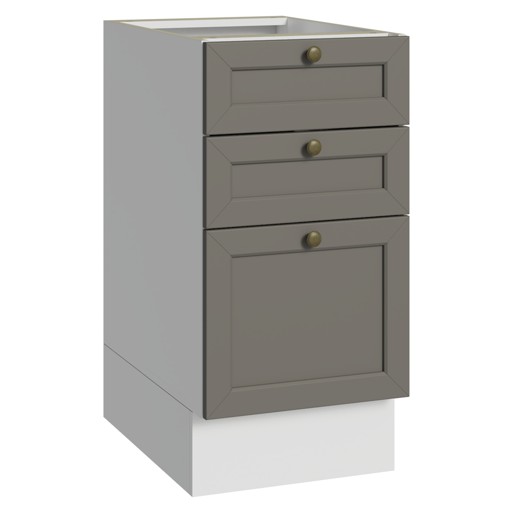 Balcão de Cozinha 40 cm 3 Gavetas (Sem Tampo) Branco/Cinza Vik Madesa