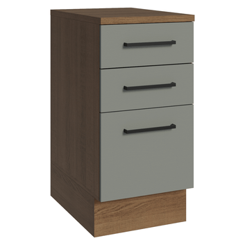 Balcão Madesa Agata 40 cm 3 Gavetas Rustic/Cinza