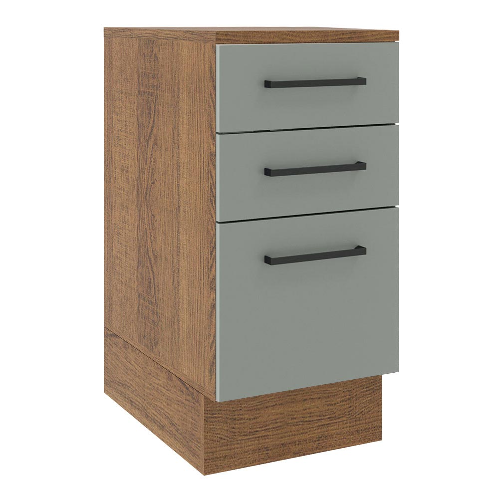Balcão Madesa Agata 40 cm 3 Gavetas Rustic/Cinza