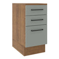Balcão Madesa Agata 40 cm 3 Gavetas Rustic/Cinza
