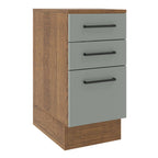 Balcão Madesa Agata 40 cm 3 Gavetas Rustic/Cinza