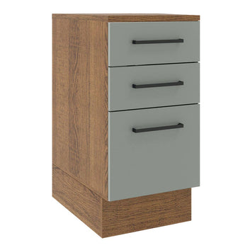 Balcão Madesa Agata 40 cm 3 Gavetas Rustic/Cinza