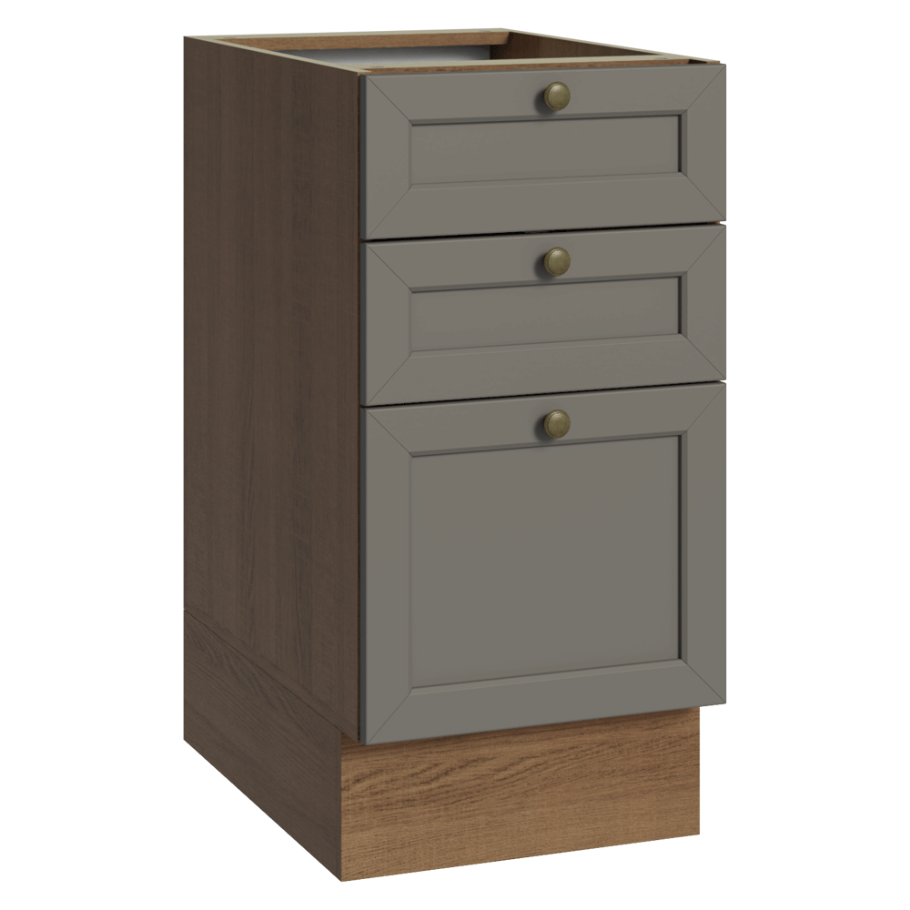 Balcão de Cozinha 40 cm 3 Gavetas (Sem Tampo) Rustic/Cinza Vik Madesa