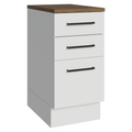 Balcão de Cozinha 40 cm 3 Gavetas Branco Tampo Rustic Agata Madesa