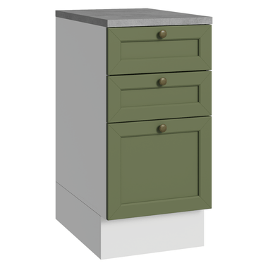 Balcão de Cozinha 40 cm 3 Gavetas Branco/Verde Vik Madesa