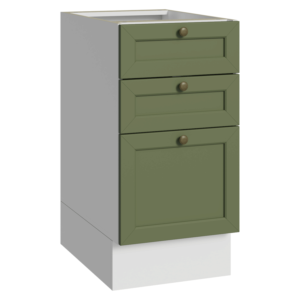 Balcão de Cozinha 40 cm 3 Gavetas (Sem Tampo) Branco/Verde Vik Madesa