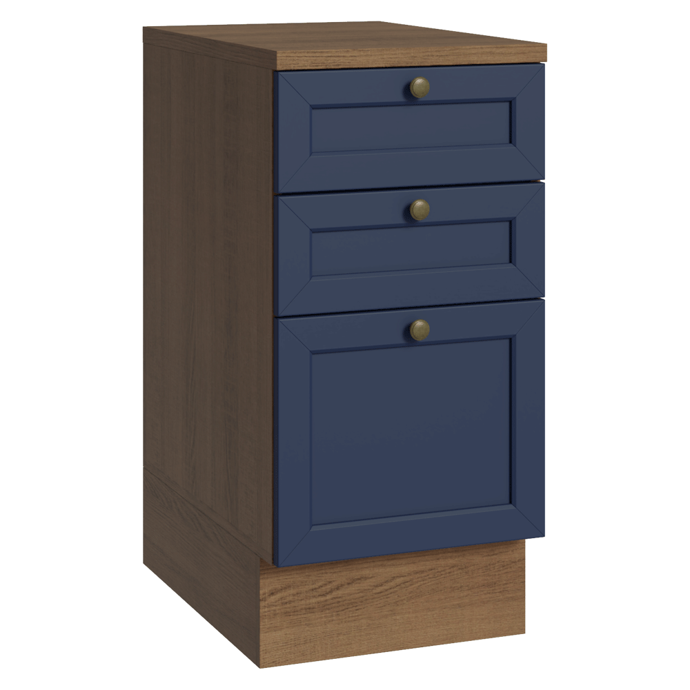 Balcão de Cozinha 40 cm 3 Gavetas Rustic/Azul Vik Madesa