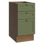 Balcão de Cozinha 40 cm 3 Gavetas (Sem Tampo) Rustic/Verde Vik Madesa