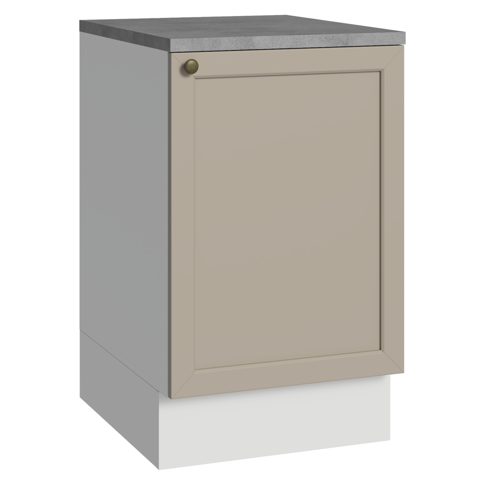 Balcão de Cozinha 50cm 1 Porta (Com Tampo) Branco/Crema Vik Madesa