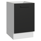 Balcão de Cozinha 50cm 1 Porta (Sem Tampo) Branco/Preto Agata Madesa