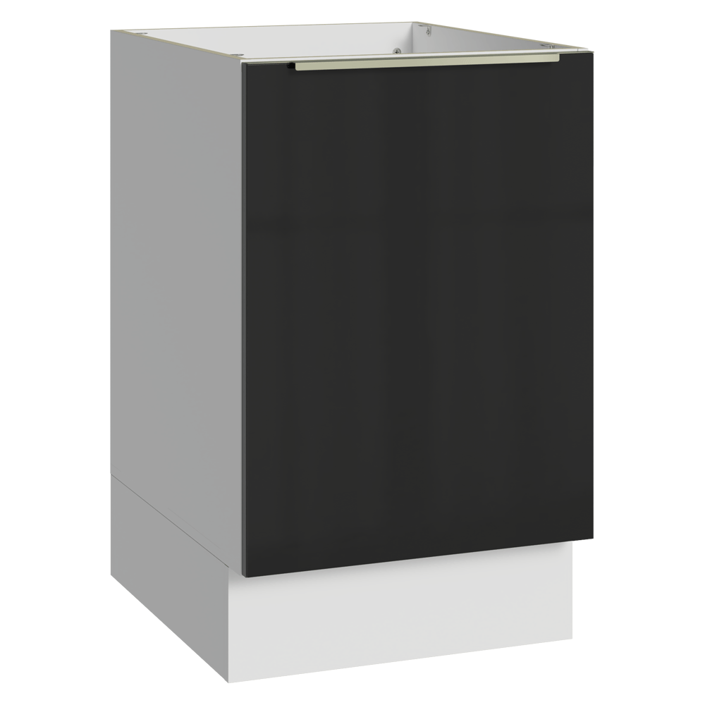 Balcão de Cozinha 50 cm 1 Porta (Sem Tampo) Branco/Preto Lux Madesa