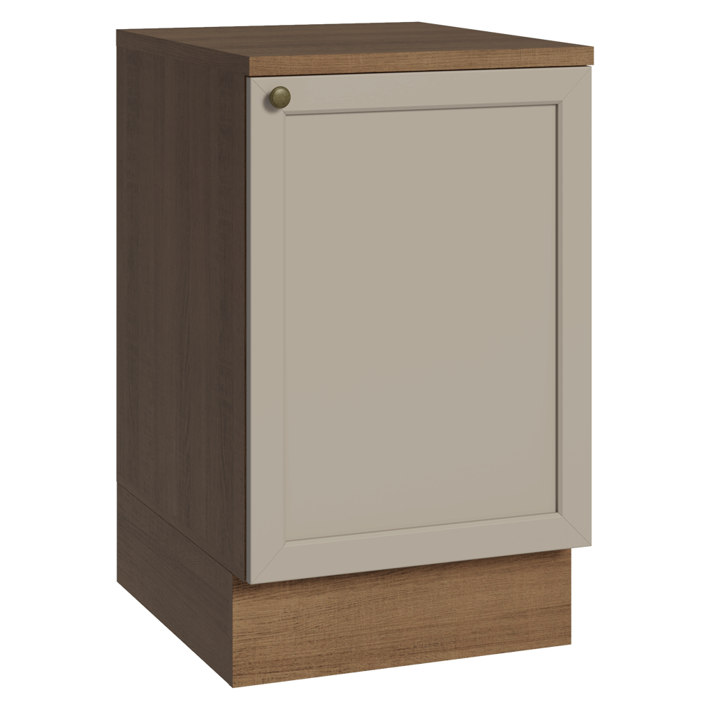 Balcão de Cozinha 50cm 1 Porta (Com Tampo) Rustic/Crema Vik Madesa
