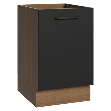 Balcão de Cozinha 50cm 1 Porta (Sem Tampo) Rustic/Preto Agata Madesa