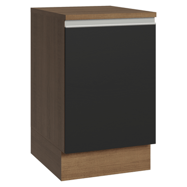 Balcão de Cozinha 50cm 1 Porta Rustic/Preto Glamy Madesa