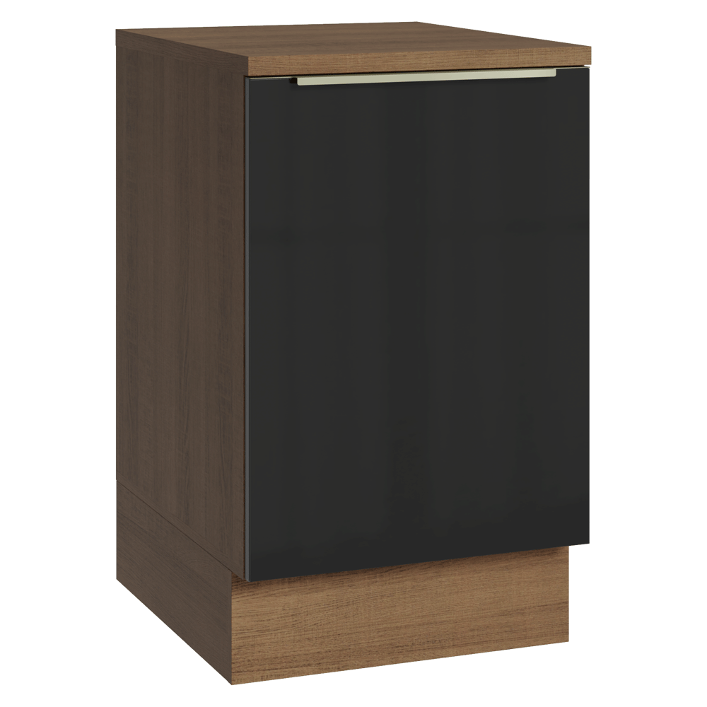 Balcão de Cozinha 50 cm 1 Porta Rustic/Preto Lux Madesa