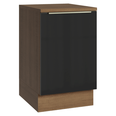 Balcão de Cozinha 50 cm 1 Porta Rustic/Preto Lux Madesa