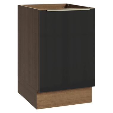 Balcão de Cozinha 50 cm 1 Porta (Sem Tampo) Rustic/Preto Lux Madesa